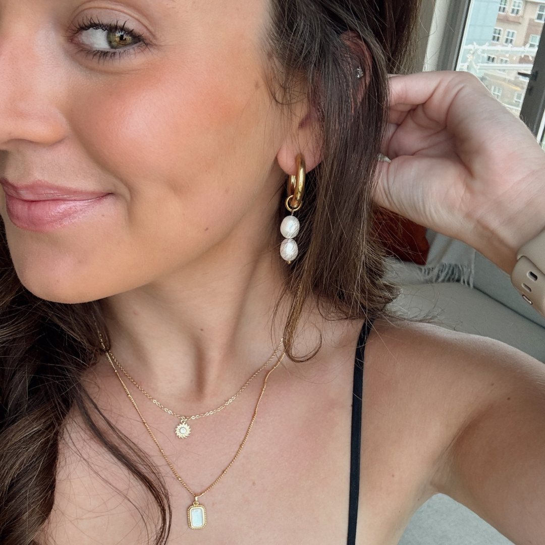 Argollas Selene Perla Natural Waterproof