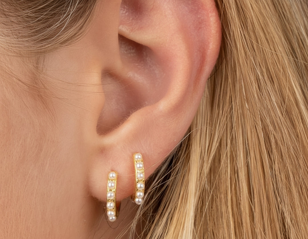 Argollas Perlie Baño Oro